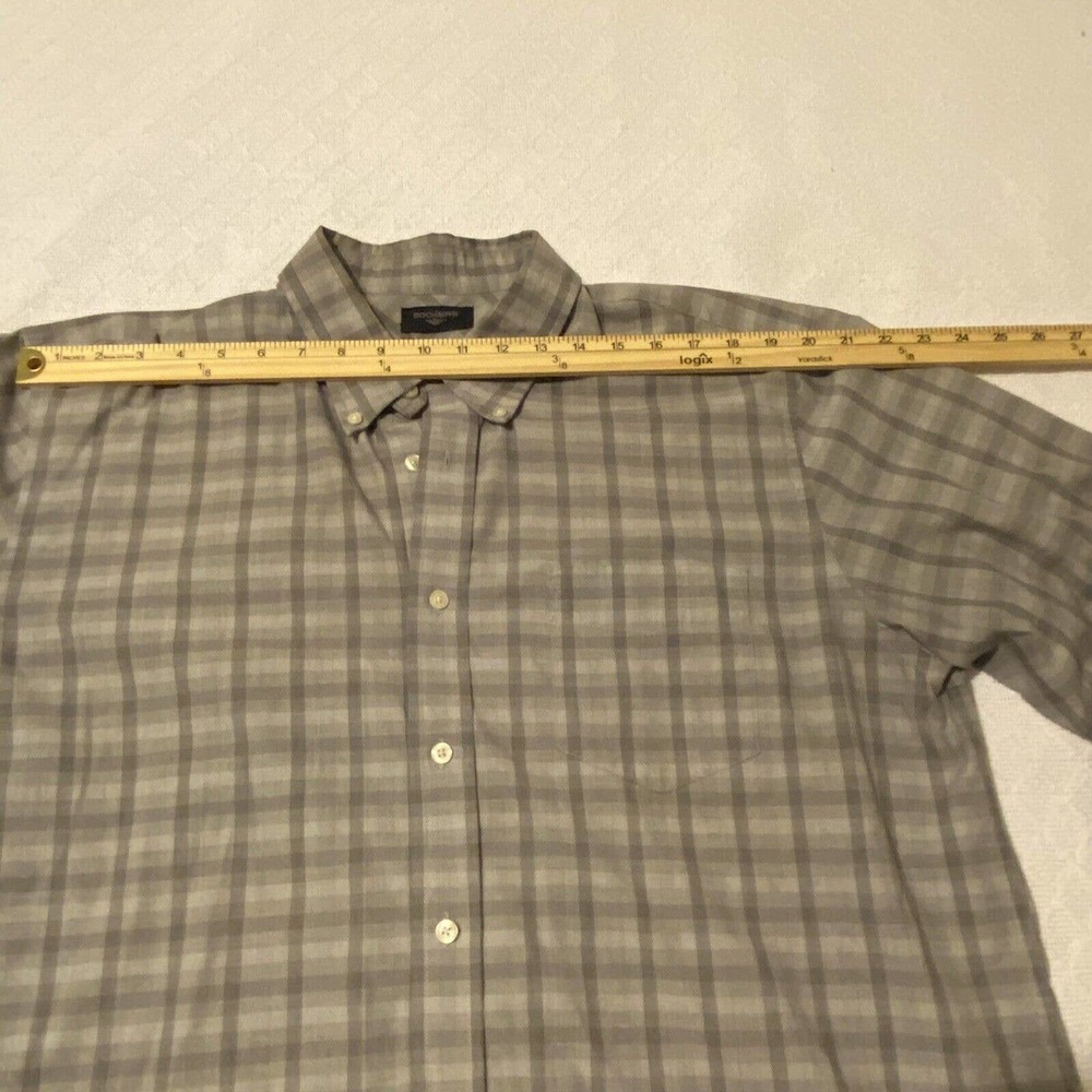Dockers Stain Defender Gray Plaid Button Down Men’s Shirt Size XL Preppy - Picture 9 of 16
